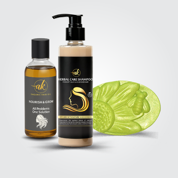 Ak organic Hair Oil + Shampoo + Fuller's Soap